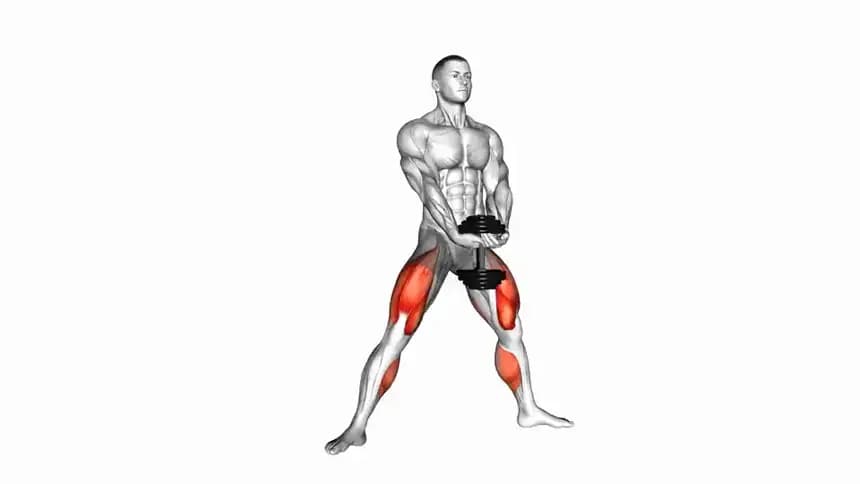 یک ورزشکار در حال اجرای حرکت اسکات پلایومتریک با دمبل، در مرحله پرش عمودی