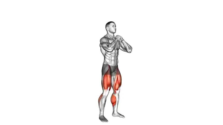 تصویر یک فرد در حال اجرای حرکت اسکات پرشی در مرحله پرش به بالا