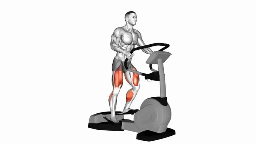 یک فرد در حال راه رفتن روی دستگاه ویو (Walk Wave Machine) در باشگاه، با فرم بدنی صاف و دست‌ها روی دسته‌های دستگاه.
