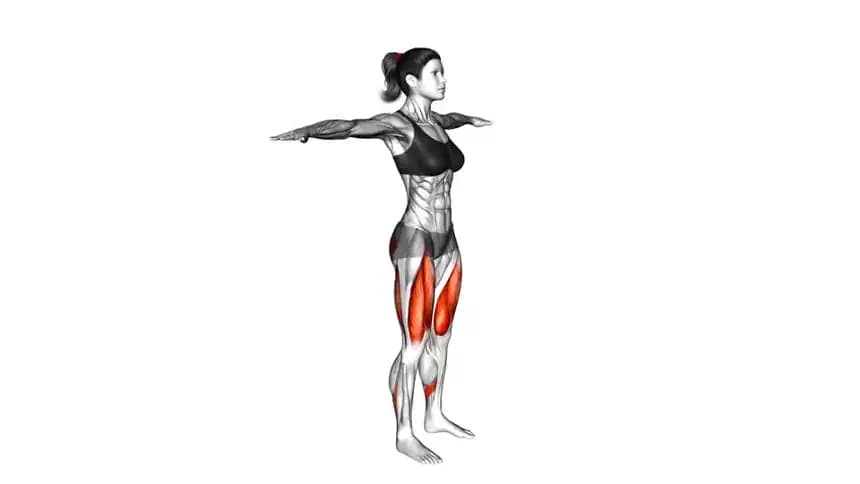 تصویر یک فرد در حال انجام حرکت اسکات عمیق (پاتی اسکات) با فرم صحیح