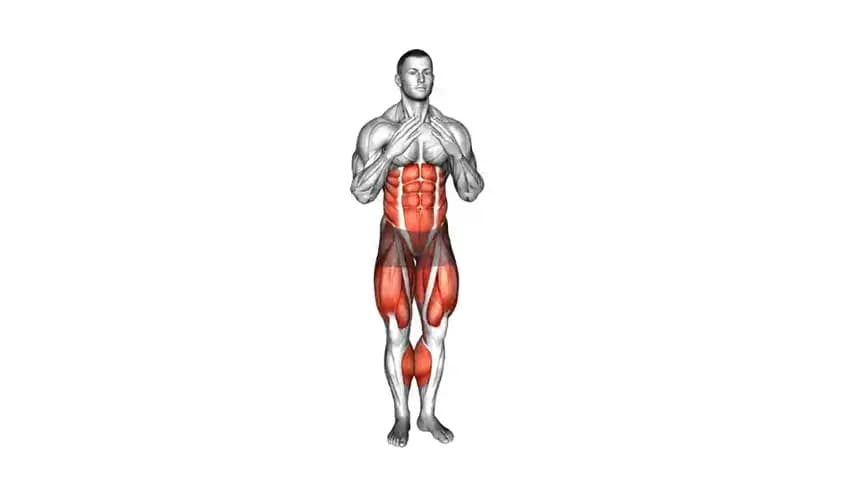 یک فرد در حال اجرای حرکت تاچ داون، با حالت نشسته و دست‌ها روی زمین، در مرحله آماده‌سازی برای پرش