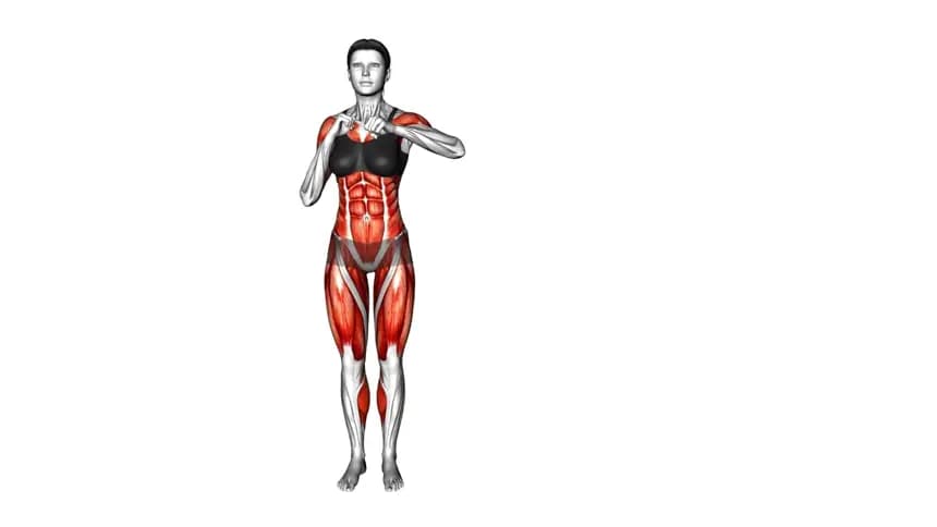 زن در حال اجرای حرکت چهار پانچ اسکوات جانبی در باشگاه
