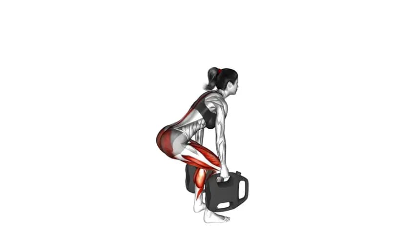 یک زن در حال اجرای حرکت ددلیفت با دو بطری پلاستیکی پر به عنوان وزنه در خانه