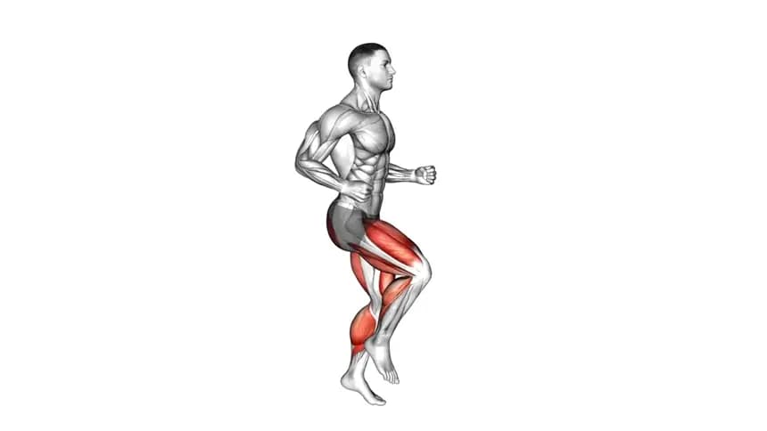 مردی در حال انجام حرکت نیمه خم زانو با حفظ کمر صاف و زانوهای خم شده