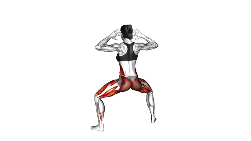 زن در حال اجرای حرکت نیمه اسکات پرشی با چرخش بالاتنه به یک سمت