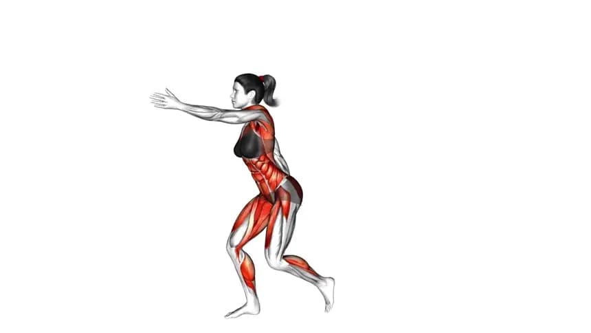 یک زن در حال انجام حرکت دویدن آهسته (اسلو موشن) در حالت ایستاده