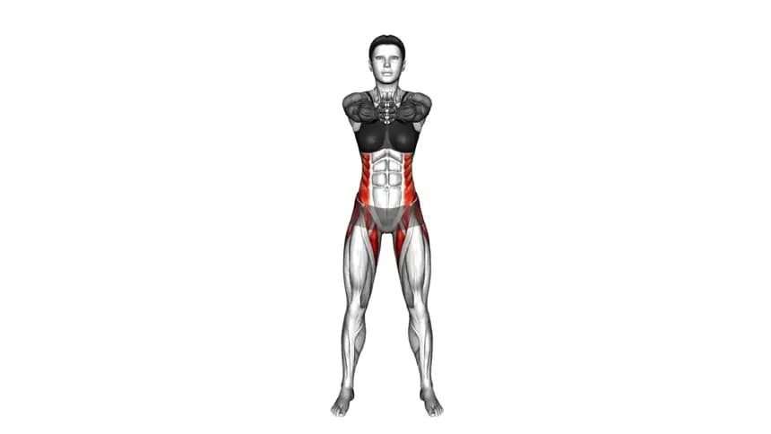 زن در حال انجام تمرین چرخش شکم ایستاده با چرخش نیمه‌تنه به طرفین