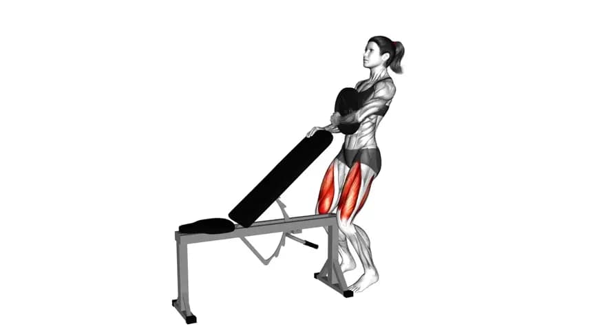 یک زن در حال اجرای حرکت سیسی اسکات وزنه‌دار با نگه داشتن یک صفحه وزنه در مقابل سینه